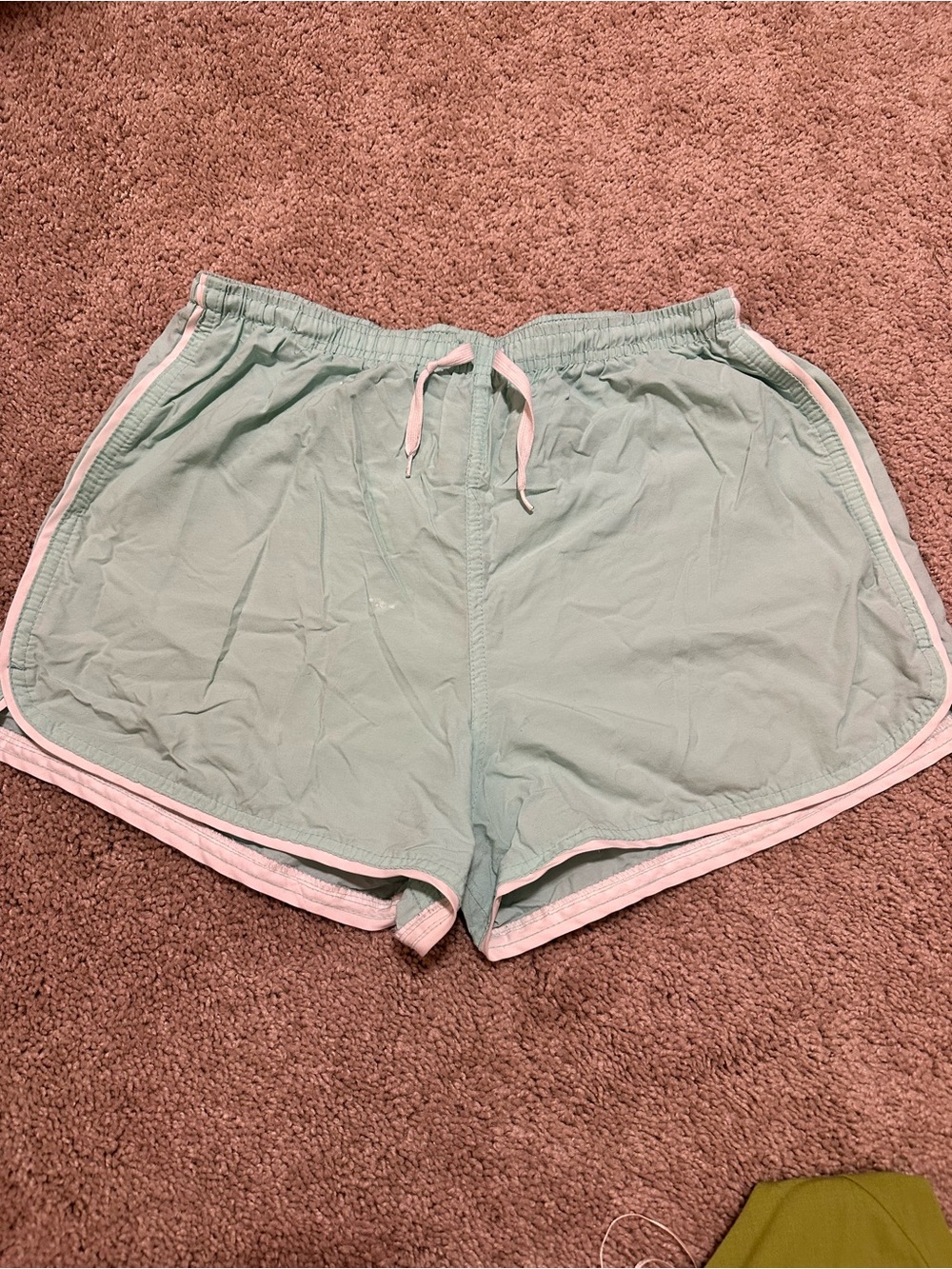 Women’s Vintage Mint Green Athletic Shorts with White Trim